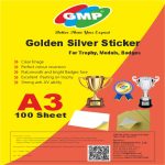 GMP A3 Golden/Silver Momento Sheet (2 in1) Adhesive Sticker Paper For Trophy