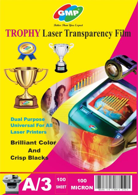 GMP A3 Trophy Transparency Film For Laser Printers, Pack Of 100