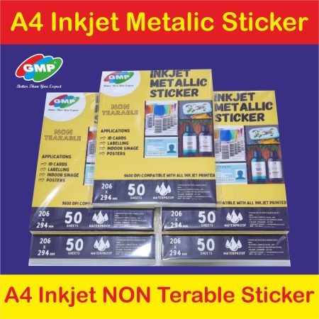 GMP A4 Inkjet Metallic Sticker 120gsm Self-Adhesive Inkjet NonTerable Sticker