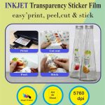 GMP A4 Inkjet Transparent Sticker Paper (Clear Glossy) A4 Size Waterproof Self-Adhesive Sheets 120gsm Self-Adhesive Inkjet NonTearable Sticker