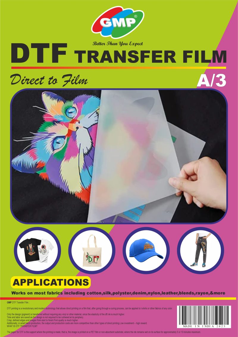 GMP DTF Transfer Film PET Heat Transfer Paper for All DTF & DTG Printer, Matte for Sublimation Black White Light Dark Fabric T-Shirt