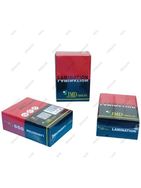 JMD Gold Laminating Pouches 65x95mm – 350 Microns, Clear Glossy Finish, Waterproof Sheets – Pack of 100