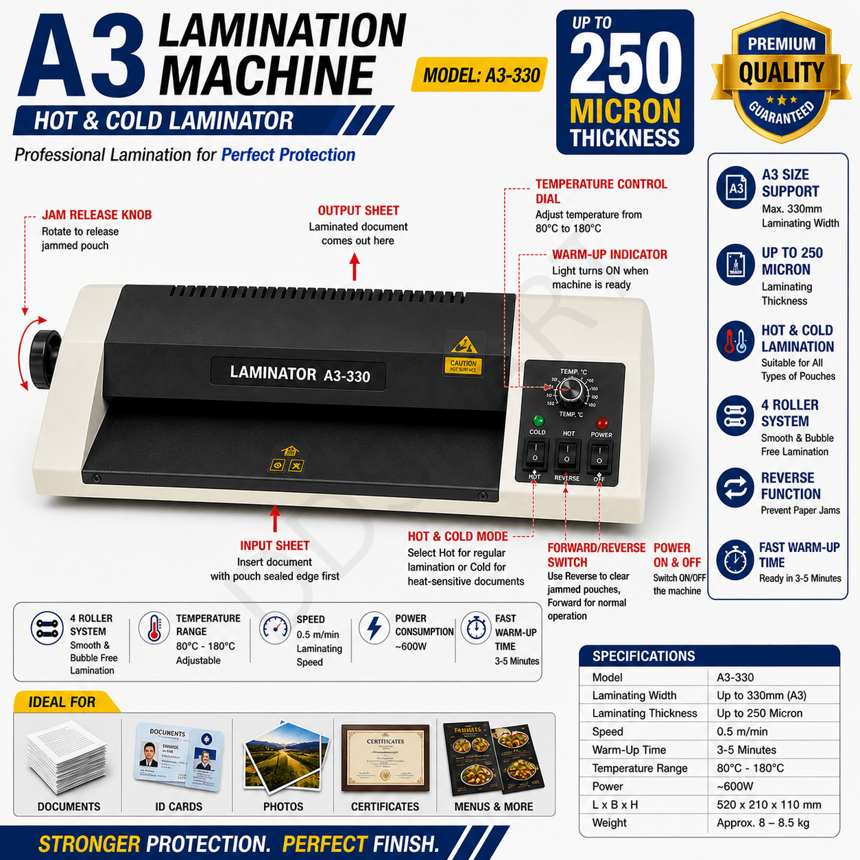 A3-330 Lamination Machine All Documents Laminator Machine | XL-12| 250 Micron Hot Laminator Machine