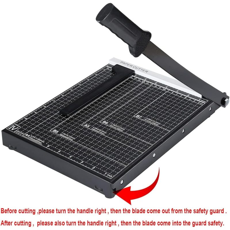 GMP 12 Inch A4 Steel Heavy Duty Professional Paper Cutter Guillotine Paper Trimmer Machine White (A4, B5, A5, B6, B7) (White)