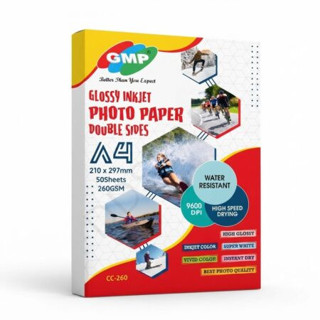 GMP 180 GSM High Glossy Double-Sided Inkjet Photo Paper A4 – Premium Photo Printing (50 Sheets Pack)