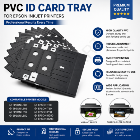 GMP PVC ID Card Tray (Black) for Epson Inkjet Printers — L800, L805, L810, L850, T50, T60, P50, R280, R290