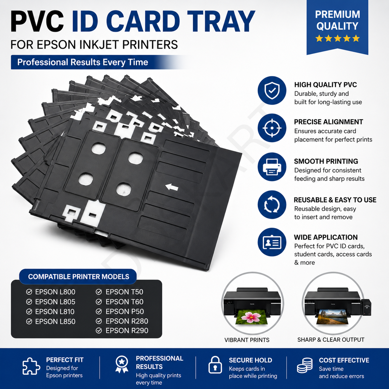 ブリリアントイーン AP5500 LV4 トレカ GMP PVC ID Card Tray (Black) for Epson Inkjet Printers - DDSKART