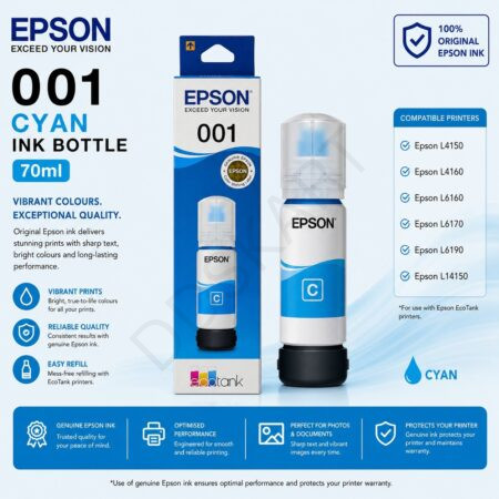 Epson 001 Cyan Ink Bottle (Original) 70ML