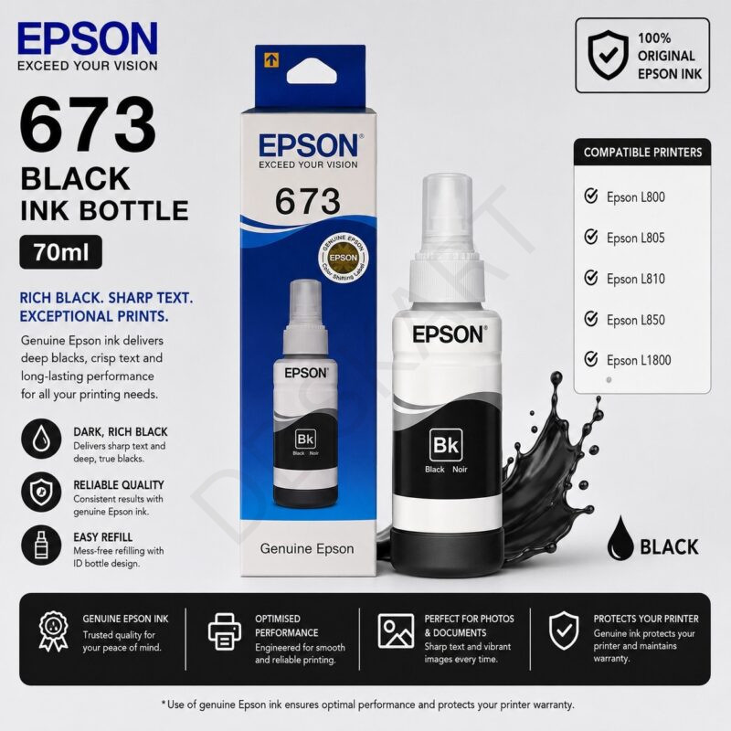 EPSON 673 BLACK INK BOTTLE (Original) 70ML