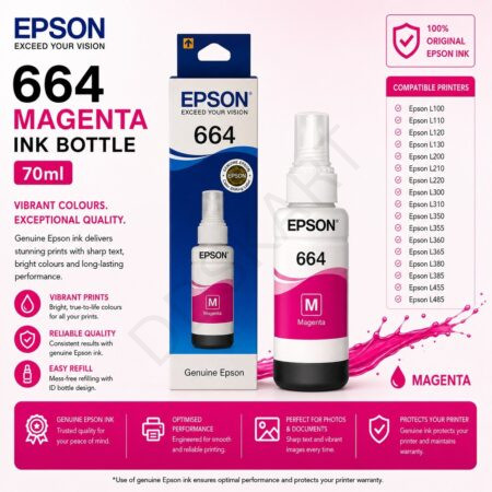 Epson 664 Magenta Ink Bottle (Original) 70ML