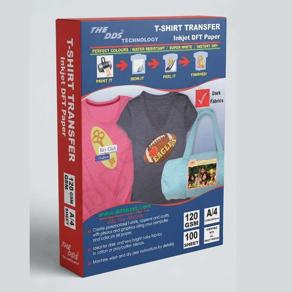 DDS A4 & A3 Inkjet Dark Fabric Transfer Paper – 20, 50 & 100 Sheets Pack