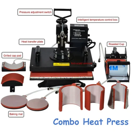 8IN1 combo heat press machines for sale fabrication heat transfer printing process t shirt sublimation pressing