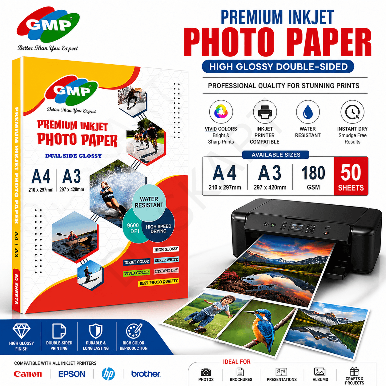 Gmp Paper GMP Glossy Photo Paper A4 Inkjet – 130-230 GSM Quality Print