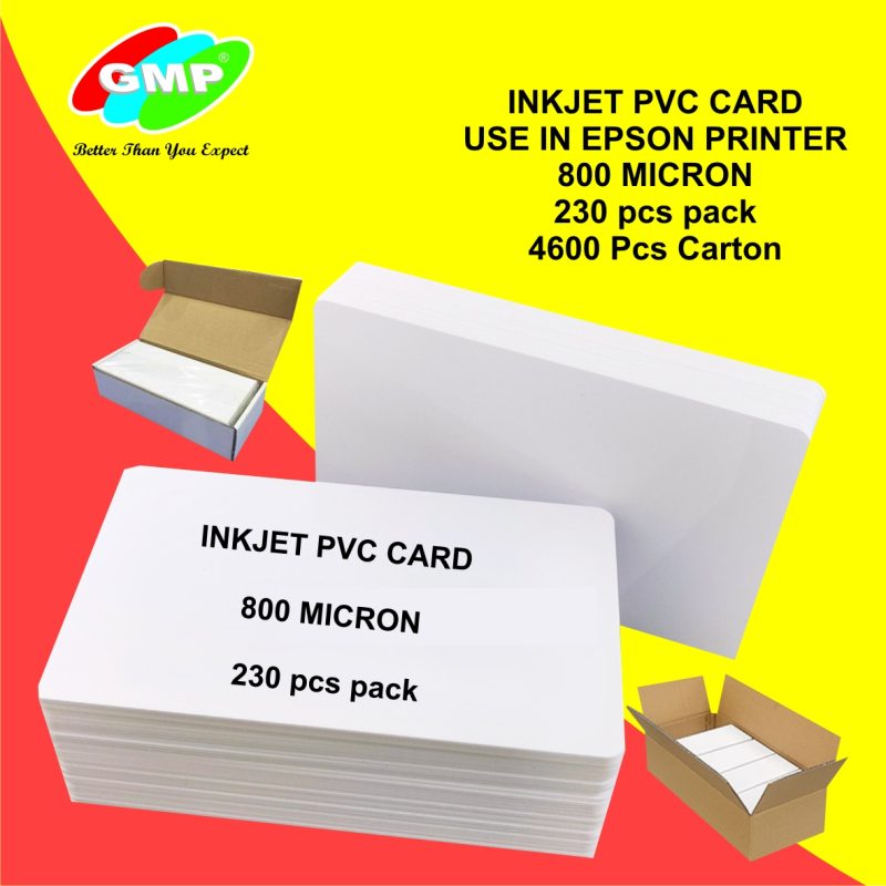 GMP INKJET 800 MICRON PVC CARD for Epson L805, L18050, L850, L8050, 230 PCS pack