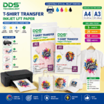 DS A4 & A3 Inkjet Light Fabric Transfer Paper – Pack of 5, 20, 50 & 100 Sheets