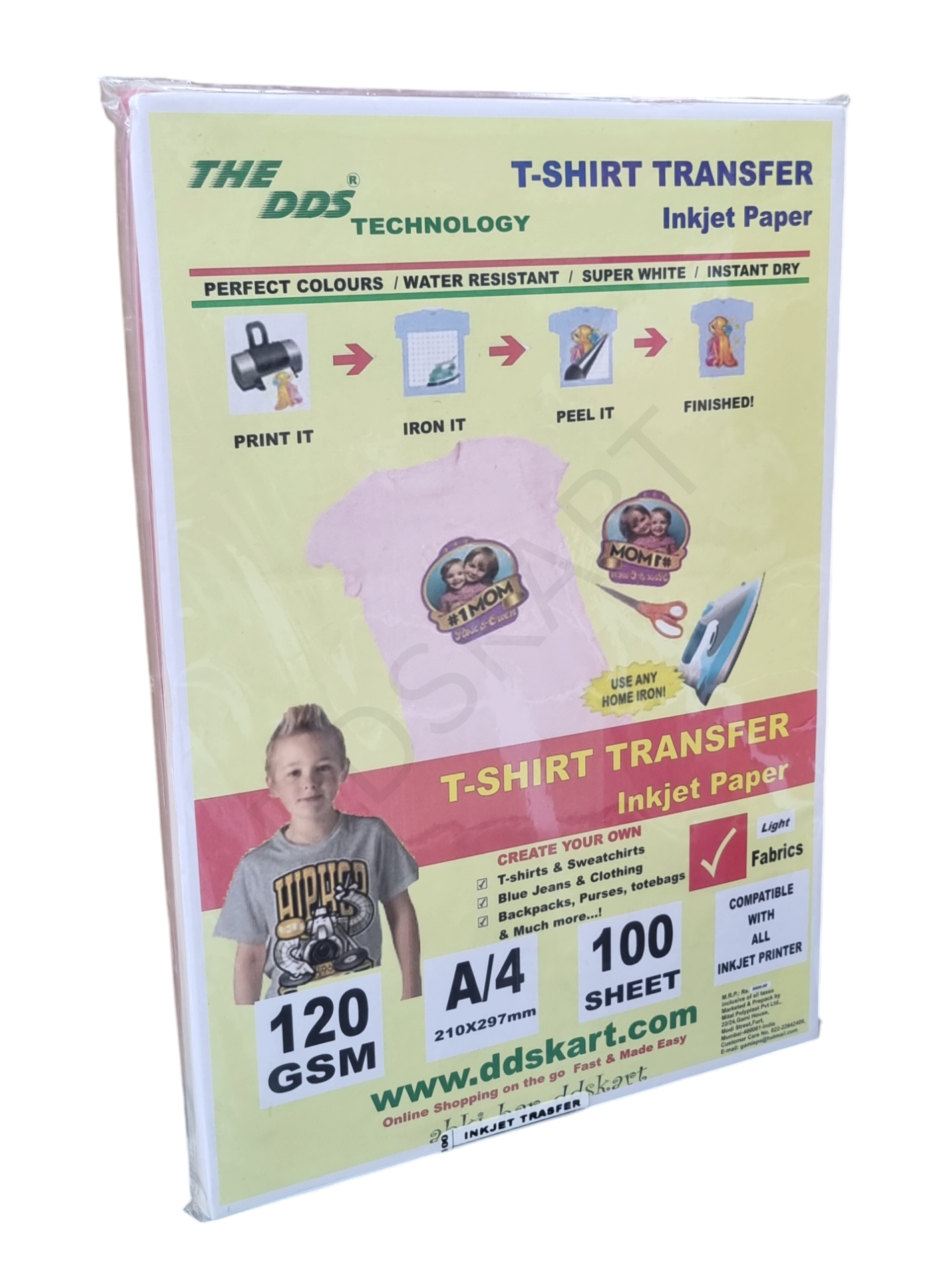 DDS A/4 Inkjet Light Fabric Transfer Paper – 100 Sheets Pack