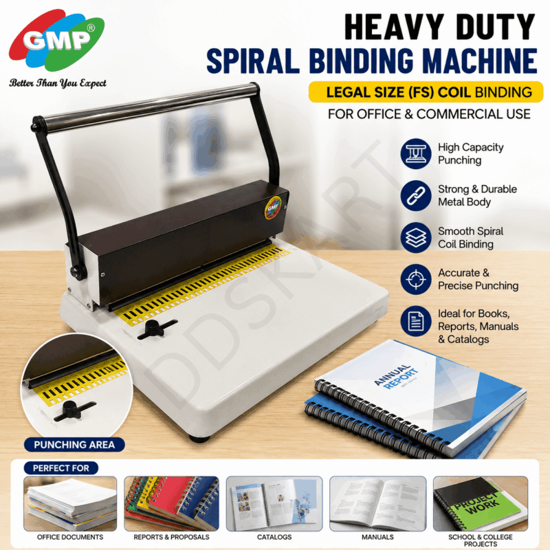 GMP Heavy Duty Spiral Binding Machine – Legal Size (FS) Coil Binding for Office & Commercial Use