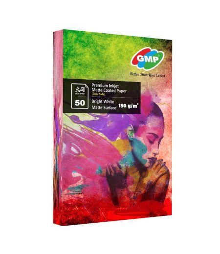 GMP 180gsm A4 Inkjet Matte Coated Paper, (50 Sheets) Single Side Printing