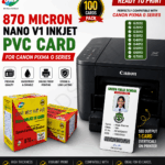 GMP 870 Micron Nano V1 Inkjet PVC Cards for Canon PIXMA G Series – Professional ID Card Printing (100 Sheets)