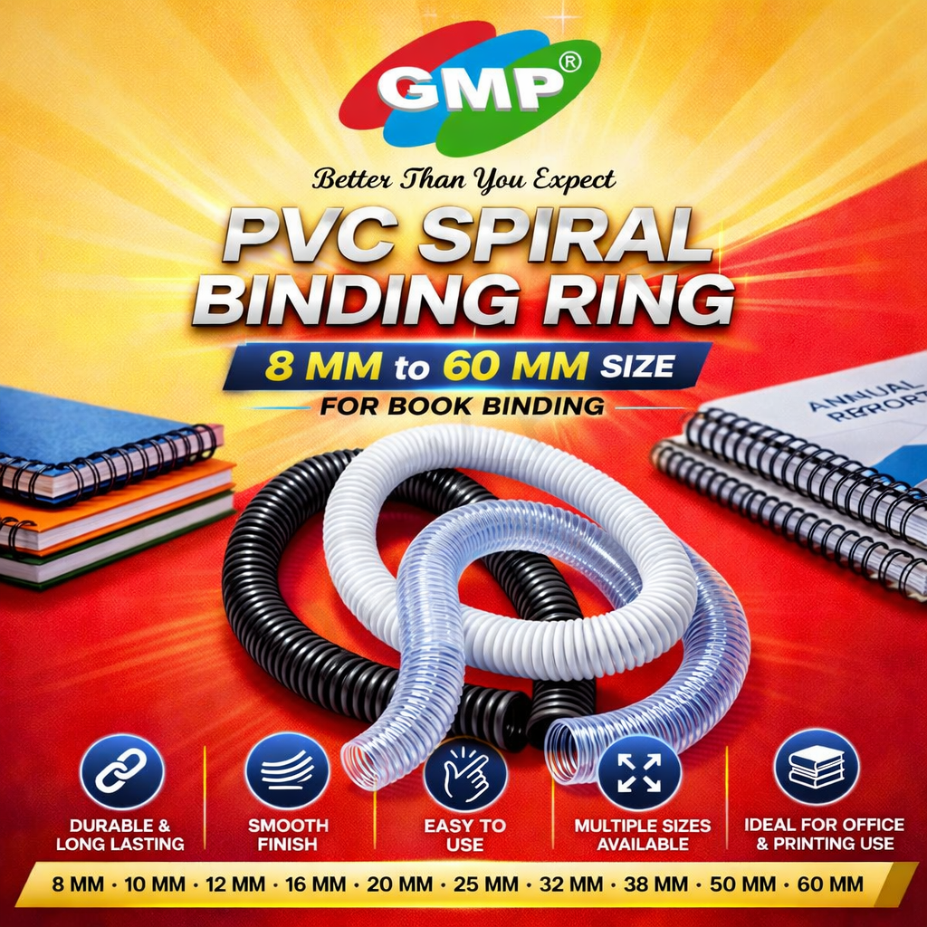 GMP PVC Spiral Binding Rings (8mm to 60mm) – Durable Book Binding Coils for Office, School & Home Use