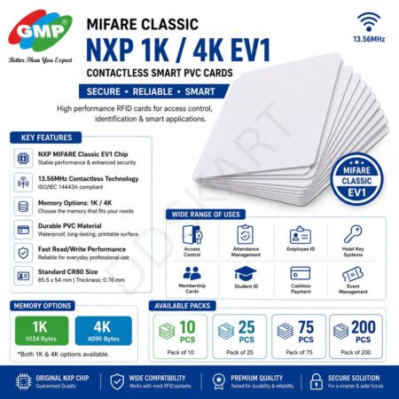 GMP MIFARE Classic NXP 1K / 4K EV1 Contactless Smart PVC Cards – 13.56MHz RFID IC Cards for Access Control & ID Systems