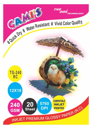 GAMI'S 265 gsm 12x18 RC Inkjet Photo Glossy Paper(50 sheets)