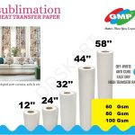 GMP Sublimation Transfer Paper Roll (8.5,12,24,32,44 " x 100m) – Ideal for Mugs, T-Shirts & Fabric Printing