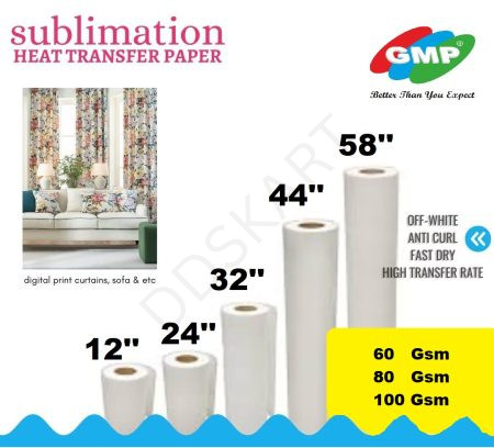 GMP Sublimation Transfer Paper Roll (8.5,12,24,32,44 " x 100m) – Ideal for Mugs, T-Shirts & Fabric Printing