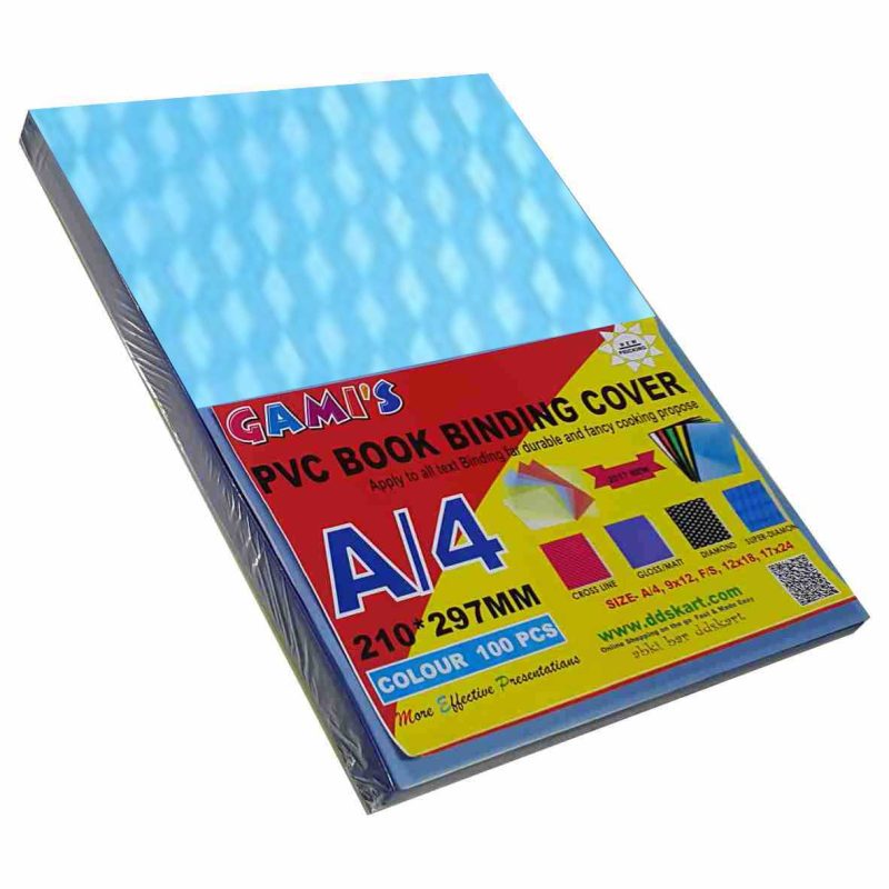 GMP A4 PVC Book Binding SHEET SUPER DIAMOND ( BLUE TRANSPARENT )