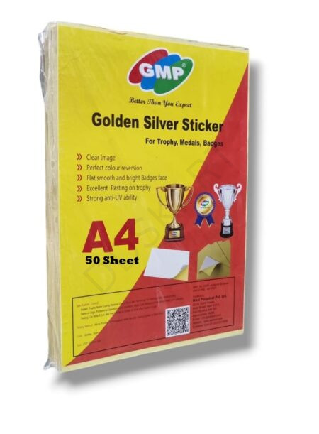 GMP A4|A3 Golden/Silver Adhesive Sticker Sheets (2-in-1) for Awards, Crafts & Mementos