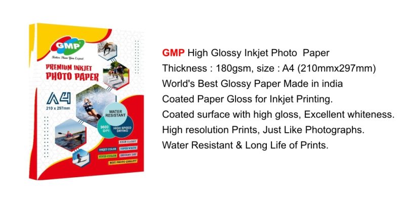GMP 180gsm A4 Inkjet Photo Glossy Paper(50 sheets)