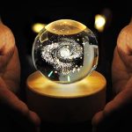 3D Crystal Ball Night Lamp, Creative Engraved Night Light for Kids Room, USB Table LED Lamp with Wooden Base, Light for Home Office Decoration Birthday Gift