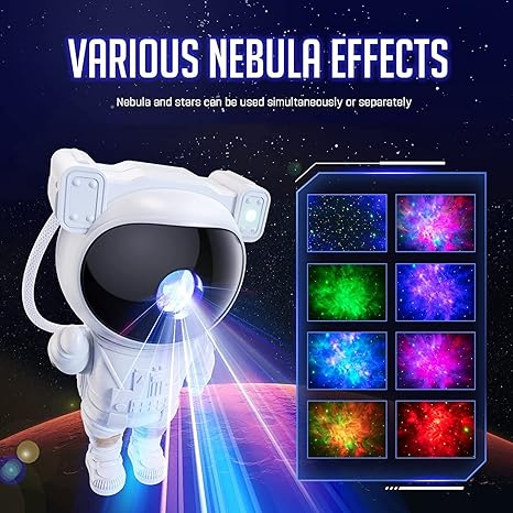 GMP Cosmic Astronaut Galaxy Projector – 360° Rotating Nebula Night Light with Remote Control & Timer for Kids, Adults, Bedrooms, Parties, Gifts.