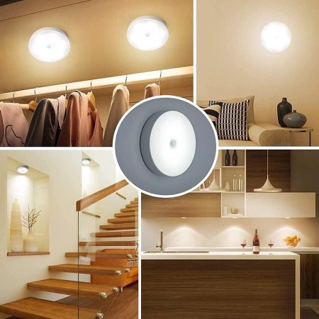 GMP MotionLite (Pack of 2) Self Adhesive Motion Sensored Lights with USB Charging, LED Body Induction Lamp, Human Detection Lamp for Office, Warehouse, Storage, Home, Security, Wardrobe, Stairs, Night-Light (White).