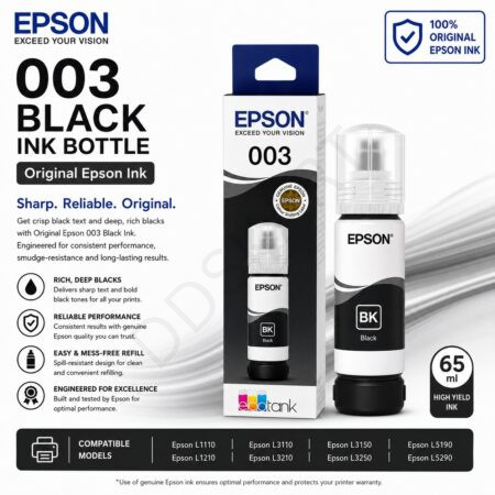 Epson 003 Black Ink Bottle - 65 ml (Original)-C13T00V198