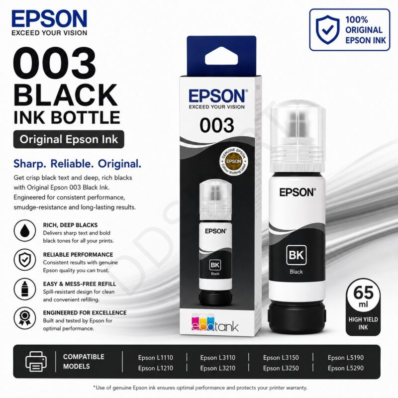 Epson 003 Black Ink Bottle - 65 ml (Original)-C13T00V198