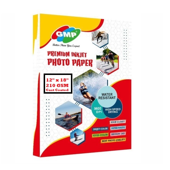 GMP 210gsm High Glossy Inkjet Photo Paper 12×18 Inches (50 sheets)