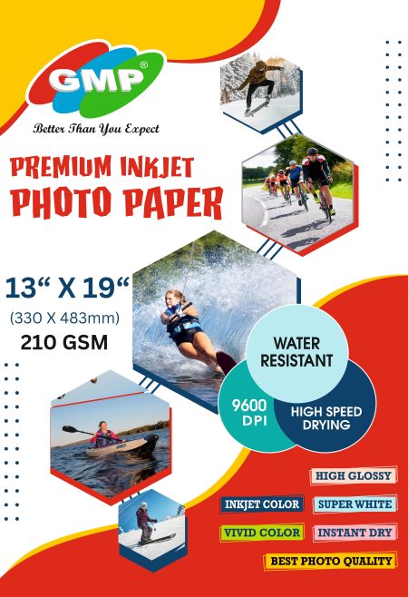 GMP 210gsm High Glossy Inkjet Photo Paper 13×19 Inches (50 sheets)