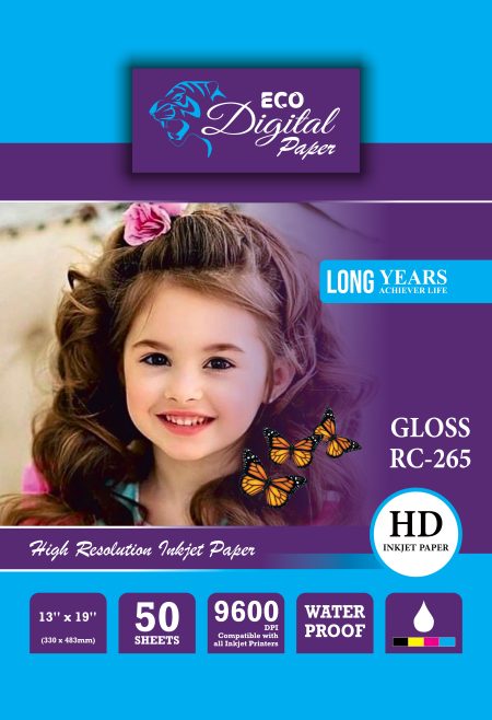 Eco Digital 265gsm Resin Coated Glossy Inkjet Photo Paper 13×19 Inches (50 sheets)