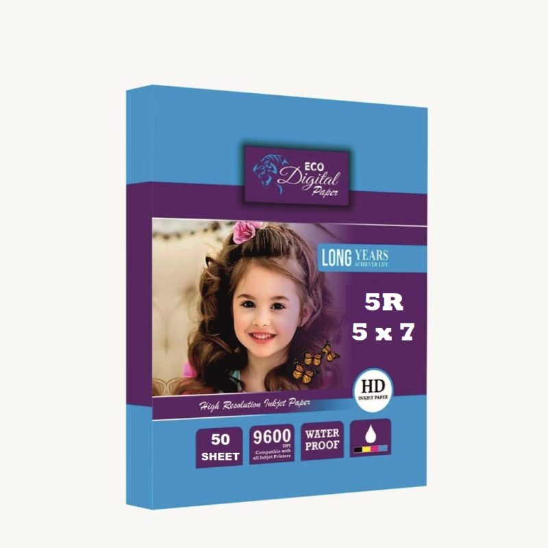 Eco Digital 265gsm Resin Coated Glossy Inkjet Photo Paper 5×7 Inches (50 sheets)