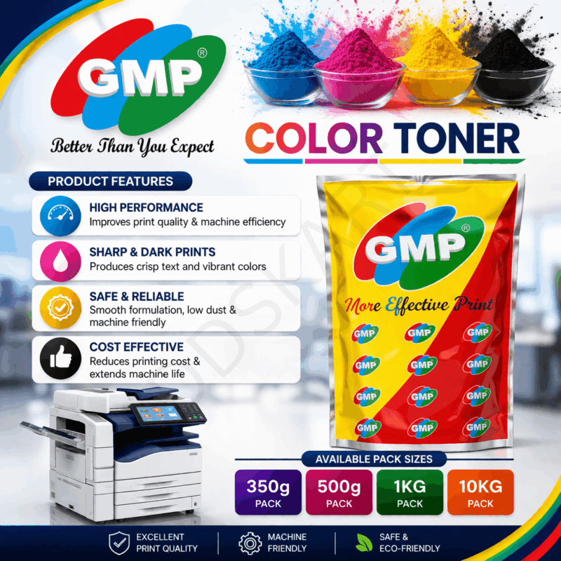 GMP Compatible Toner Refill Powder for Xerox WorkCentre 7525 / 7530 / 7535 / 7545 / 7556 / 7830 / 7835 / 7845 / 7855 – CMYK Color Toner (Cyan, Magenta, Yellow, Black)