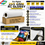 GMP Rc- 265 gsm Premium RC Glossy Photo Paper Roll (12'', 20'' , 24'' , 36'' x 30 meters) Wide Format Inkjet print (2025 New Upgrade, plastic film layer in the back, more durable more waterproof, no easy to get wrinkle)