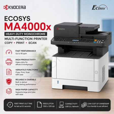 Kyocera Ecosys MA4000x Heavy-Duty Monochrome Multi-Function Printer – Copy, Print, Scan