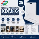 GMP RFID ID Cards 25 Pcs | Thick RFID Card | 125khz Proximity Card Office Employees ID Badge | RFID AccessCard for essl Biometric Attendance IDCard | PVC Smart Card with Vertical Slot Hole Punch
