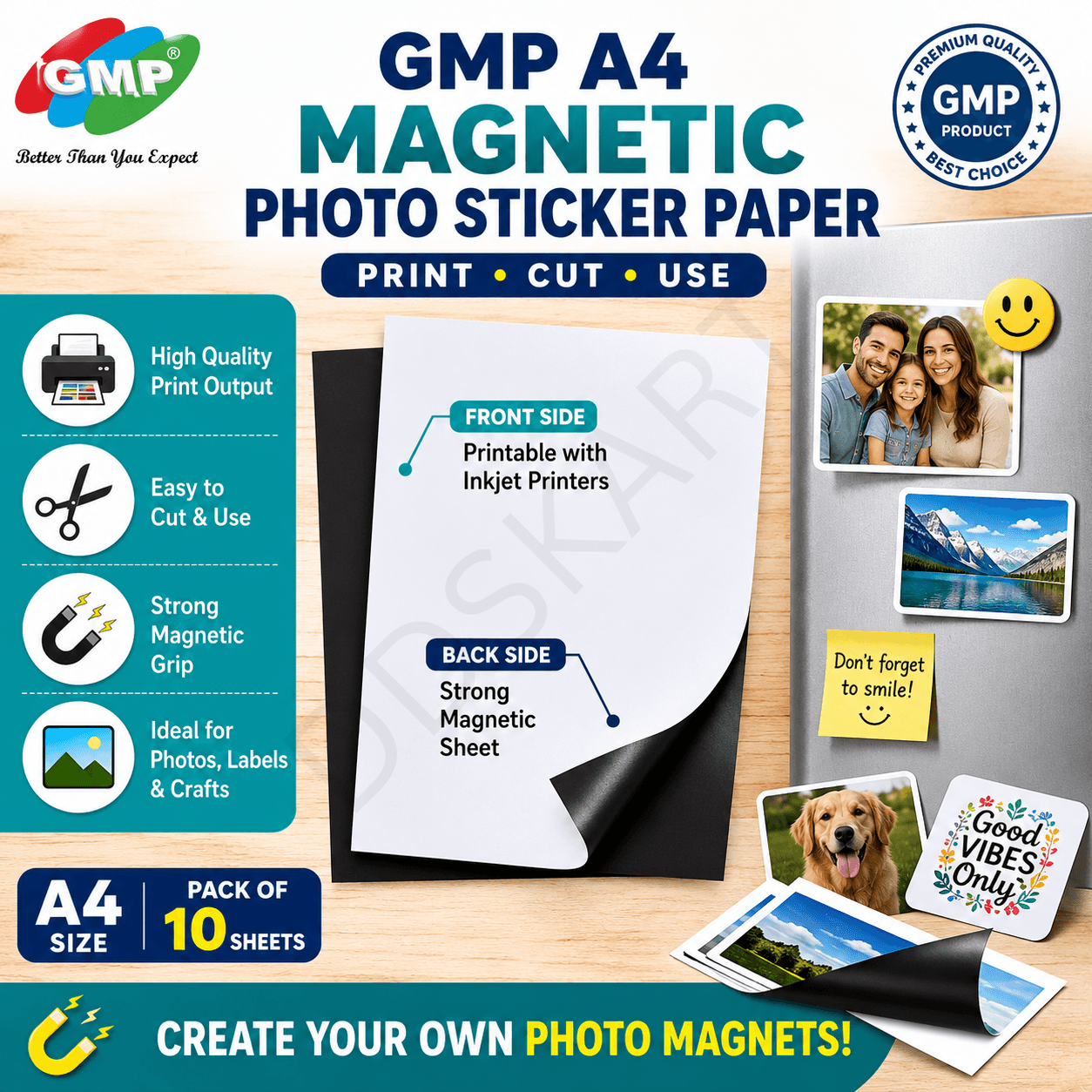 Gmp Paper GMP A4 Inkjet Magnetic Sticker Paper (10 Sheets)