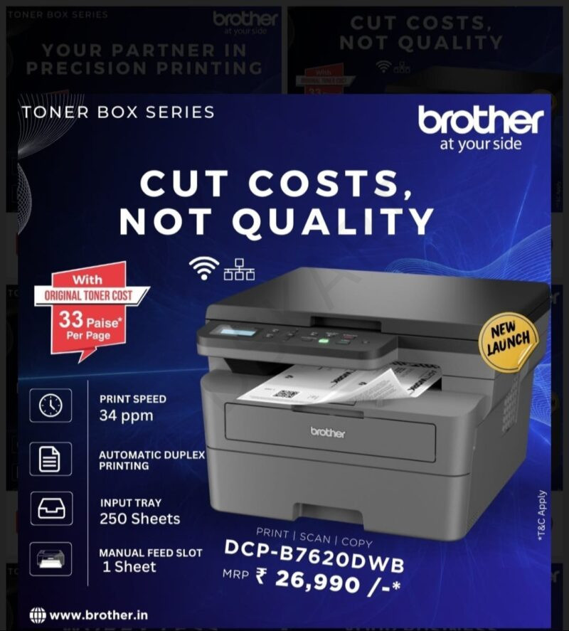 Brother Printer DCP- B7620DWB All in One Monochrome Laser Printer, Wi-Fi & Auto Duplex