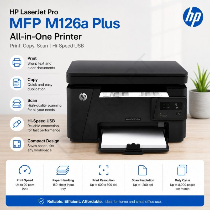HP LaserJet Pro MFP M126a Plus Printer, Print, Copy, Scan, Hi-Speed USB