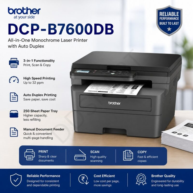 Brother Printer DCP-B7600DB All in One Monochrome Laser Printer & Auto Duplex