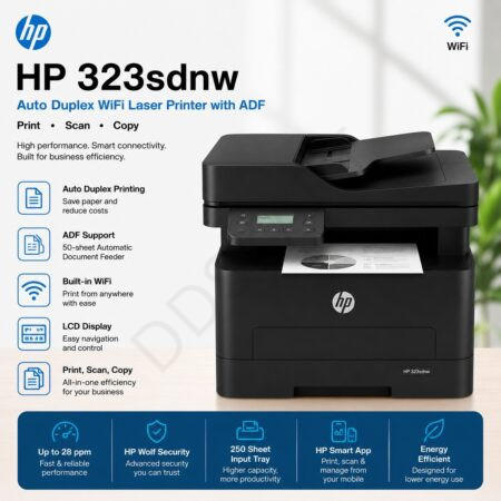 HP 323sdnw Auto Duplex WiFi Laser Printer with ADF, Print Scan Copy , LCD Display