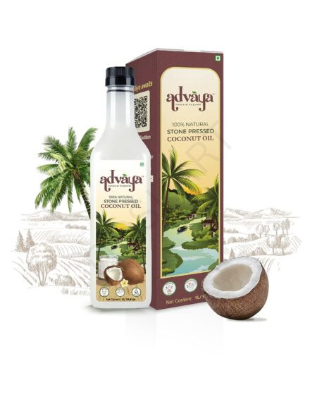 Advãya's Coconut Oil – Stone Pressed (Kachi Ghani)-Pure & Natural Cooking Oil for Healthy Daily Use